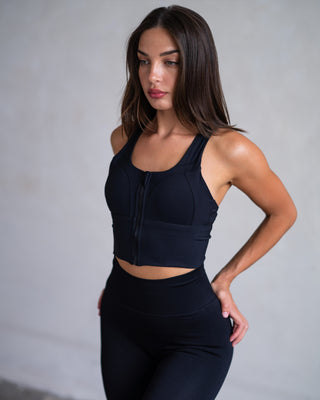 Inspire Zipper Crop Top | Black